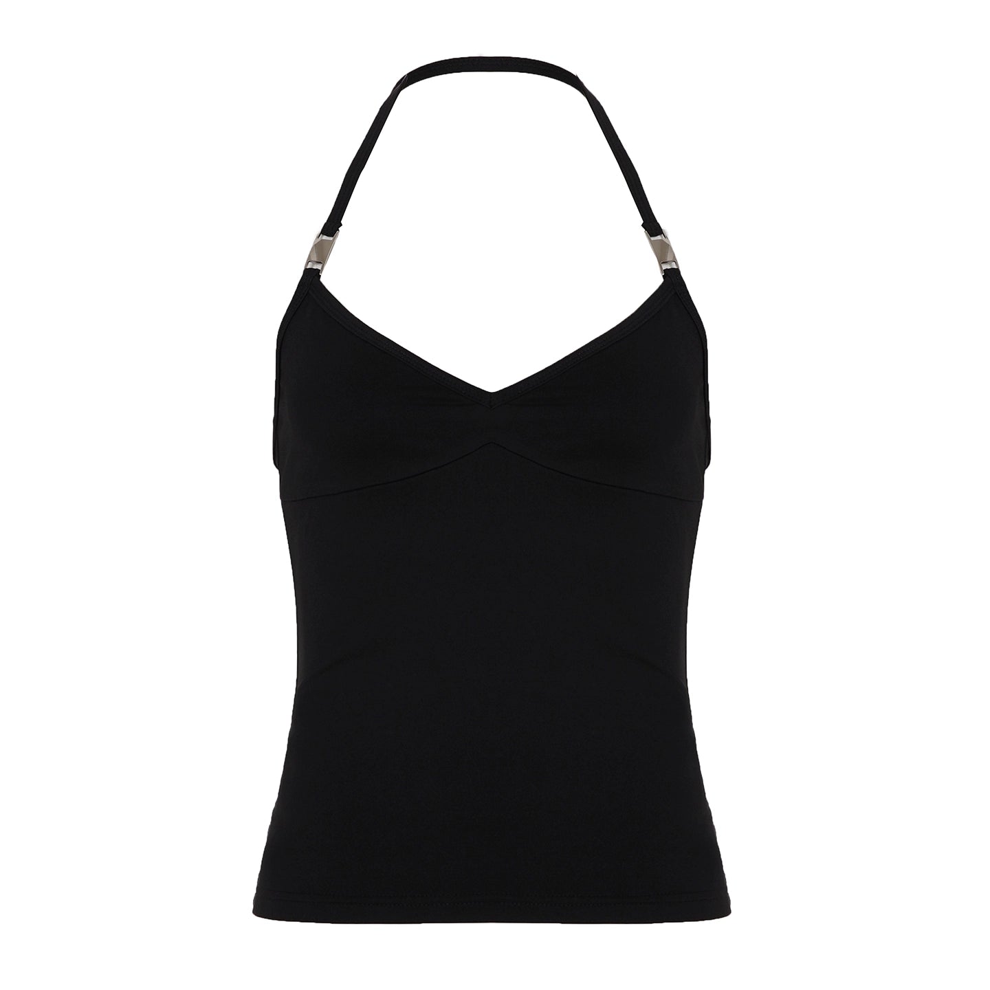 Coraline Metal Halter Top - Black [LBS3PXGO]
