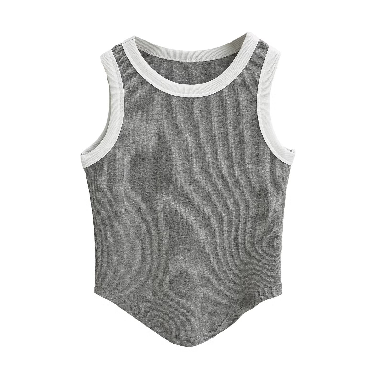 Evianna Ribbed Cropped Vest - Grey [Z3JSZUBG]