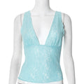 Kenzlie Lace Trim Crop Top - Blue [OWDZQ28R]