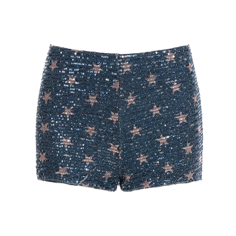 Laikynn Blue Sequin Shorts - Blue [SRYARIBN]
