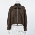 Celestine Cropped Lapel Jacket - Brown [LP919RV8]