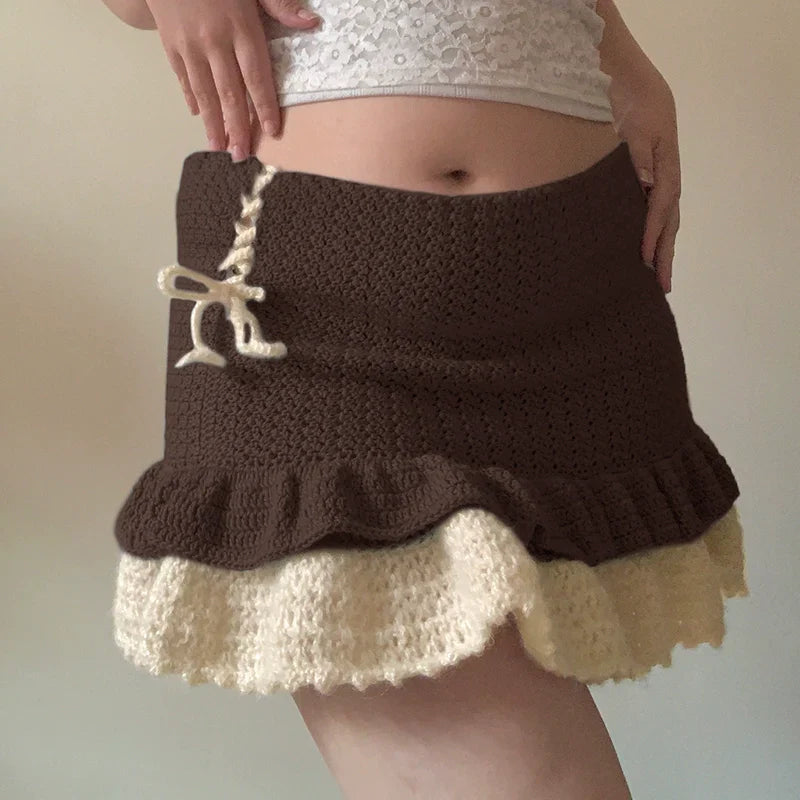Ahlam Colorblock Wool A-Line Skirt