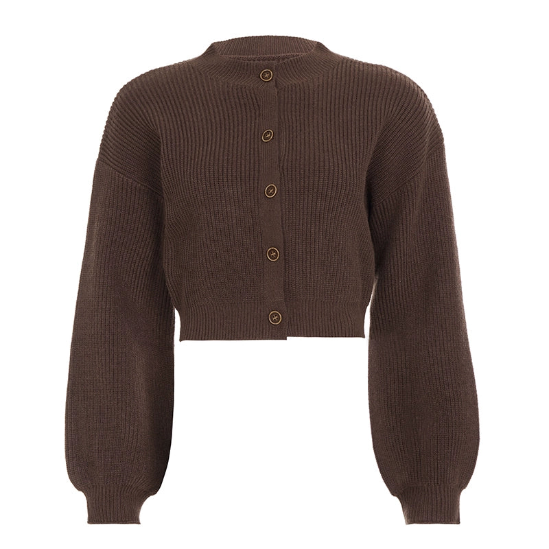 Addilyn Brown Knitted Cardigan - Brown [UTNK712L]