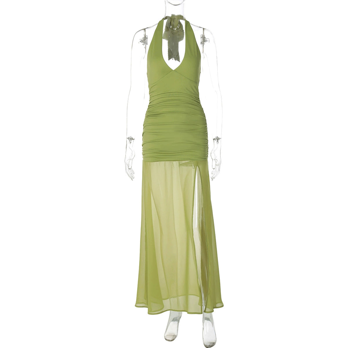 Vittoria Halter Maxi Dress - Green [V98W5XTV]