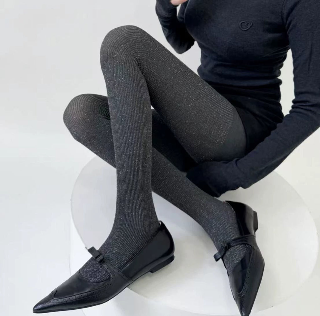 Kailynn Twill Shimmer Jumpsuit - Dark Grey Vertical Stripe Silver Thread [BON27UEA]