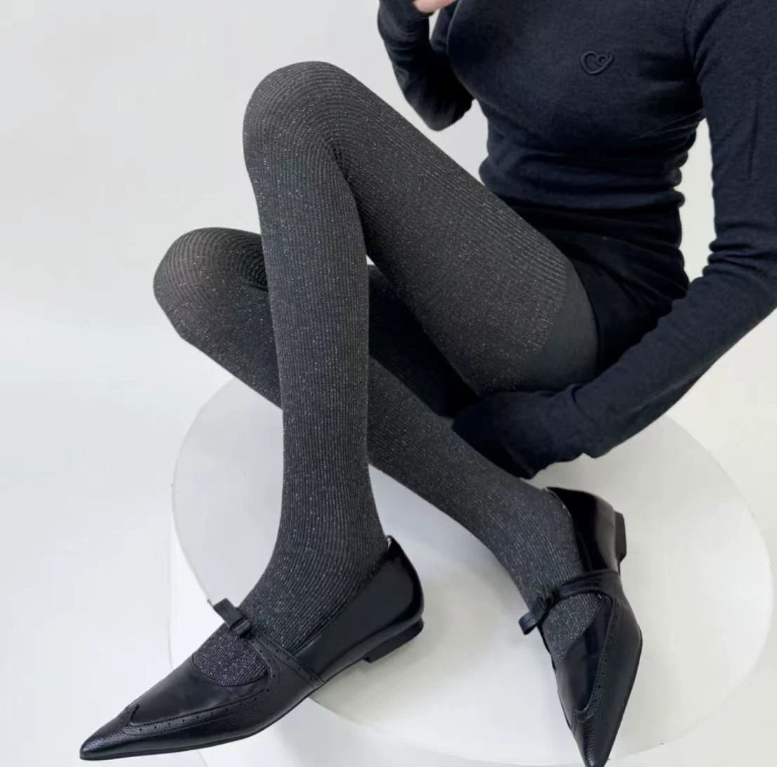 Kailynn Twill Shimmer Jumpsuit - Dark Grey Vertical Stripe Silver Thread [BON27UEA]