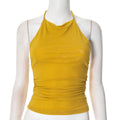 Abi Mesh Backless Halter Top - Yellow [VVAH0NFX]