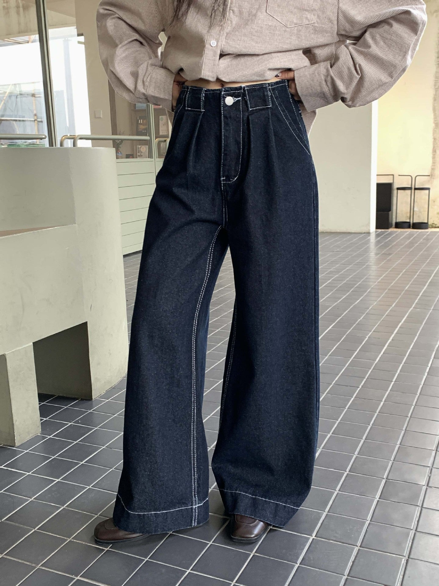 Lemon Wide-Leg Denim Pants - Denim Blue [FJ9L6YK2]