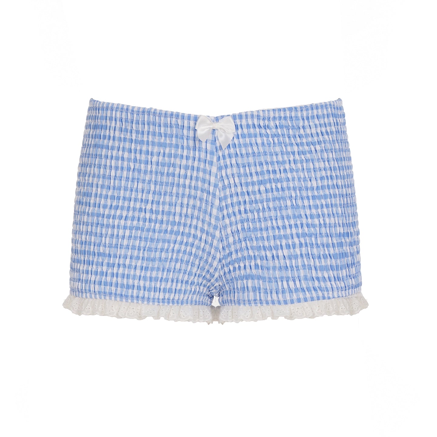 Farryn Scalloped Plaid Shorts - Blue [8QGQQZR1]
