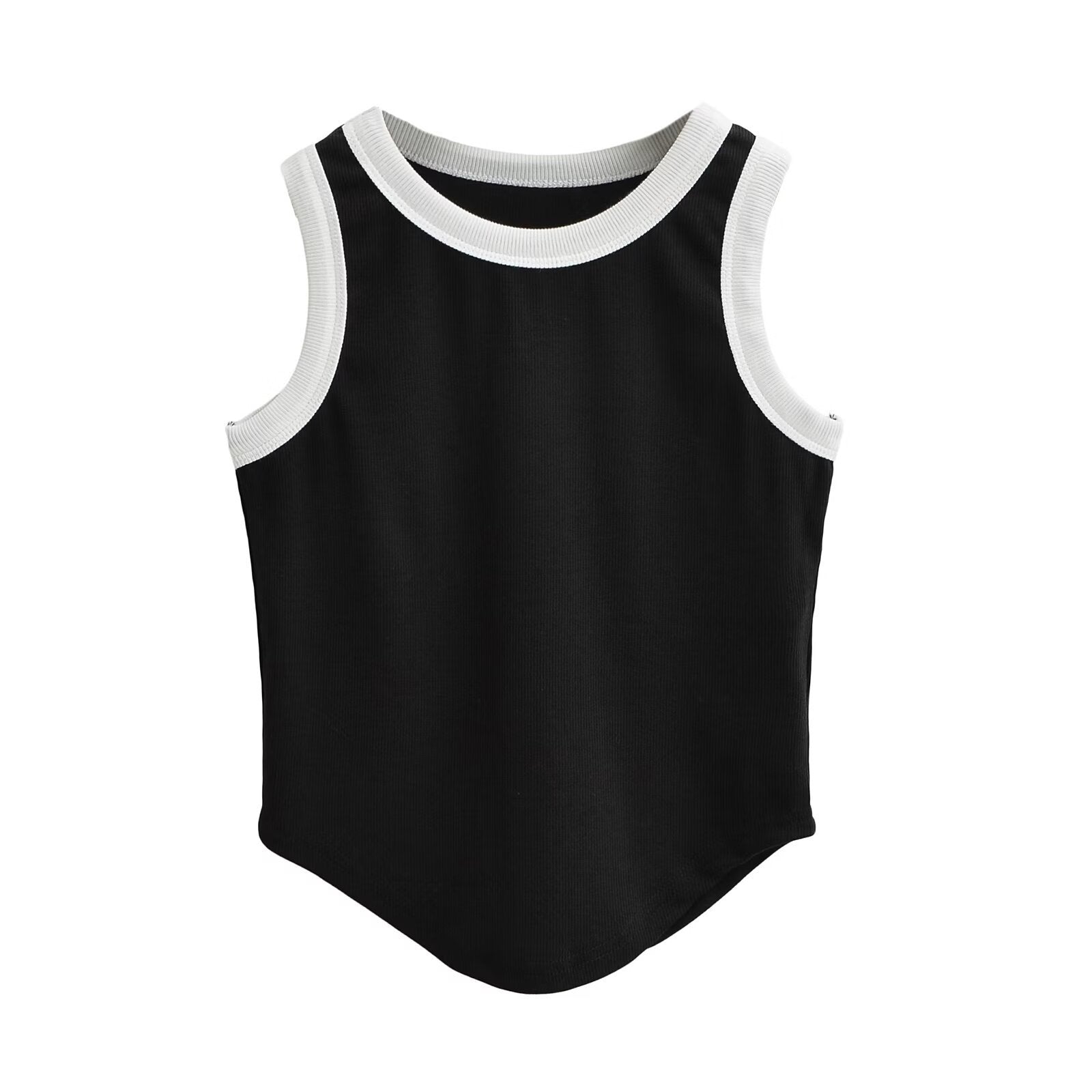 Evianna Ribbed Cropped Vest - Black [D8XKAY14]