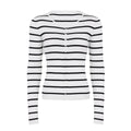 Joyanna Striped Cropped Knit Cardigan - White [EFWIW808]