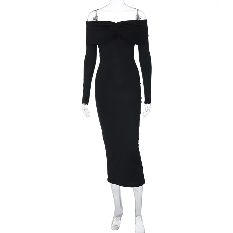 Jaxyn Off Shoulder Bodycon Dress - Black [4FAFV1C8]
