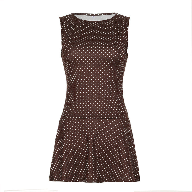 Polka Dot A-Line Mini Dress - Brown [RMZBIUKU]