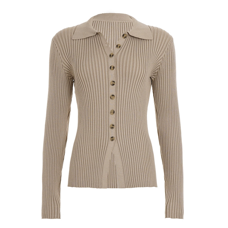 Malayia Slim Knit Cardigan - Brown [SZQVY2I3]