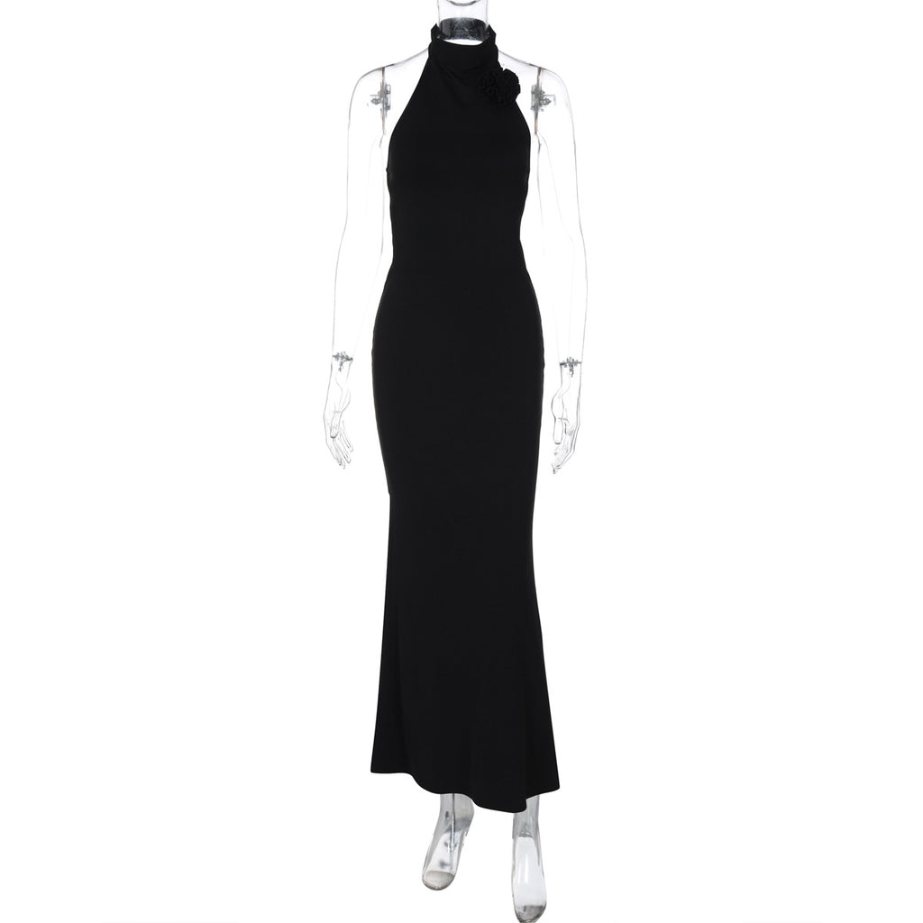 Iliana Halter Backless Midi Dress - Black [55ZEQ320]