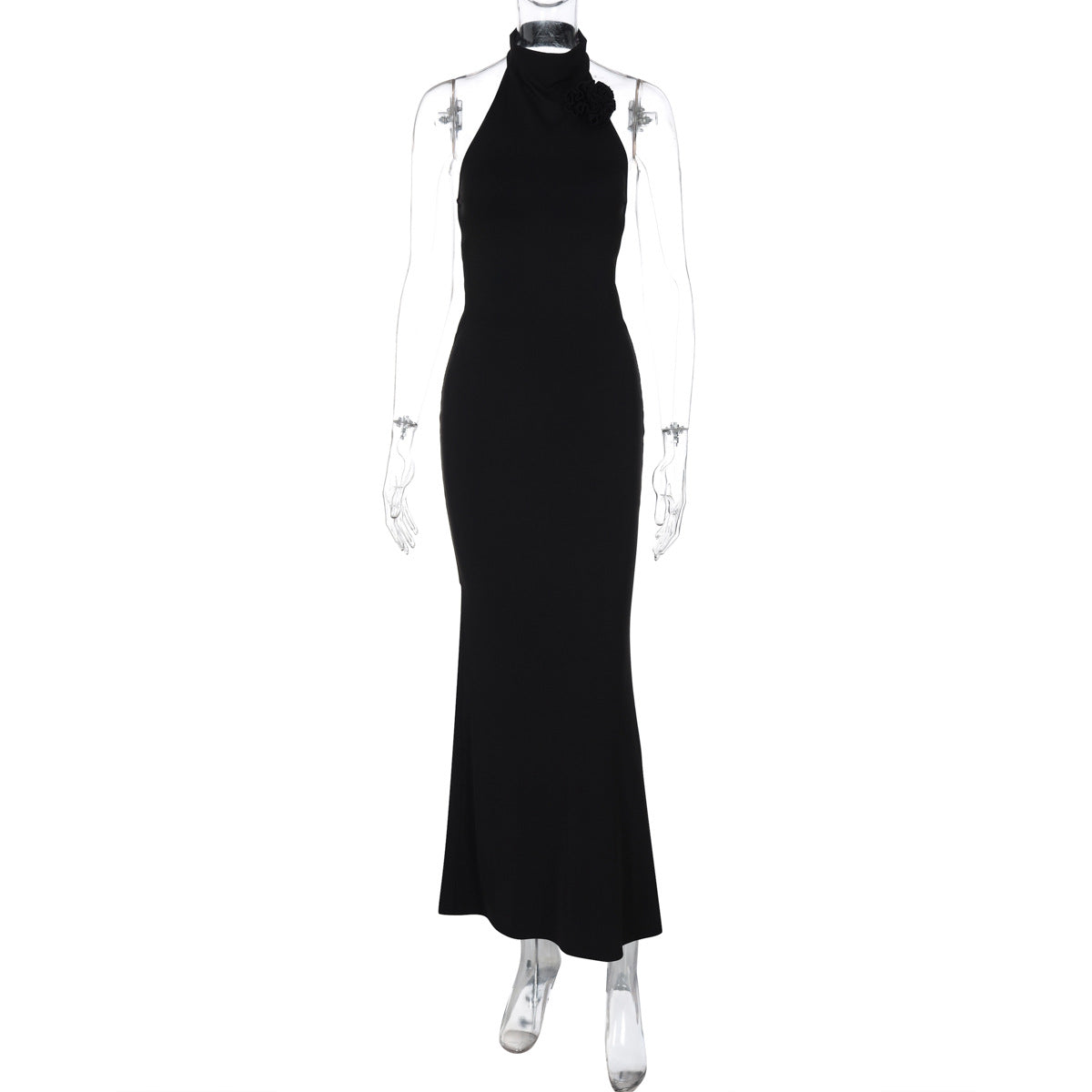 Iliana Halter Backless Midi Dress - Black [55ZEQ320]