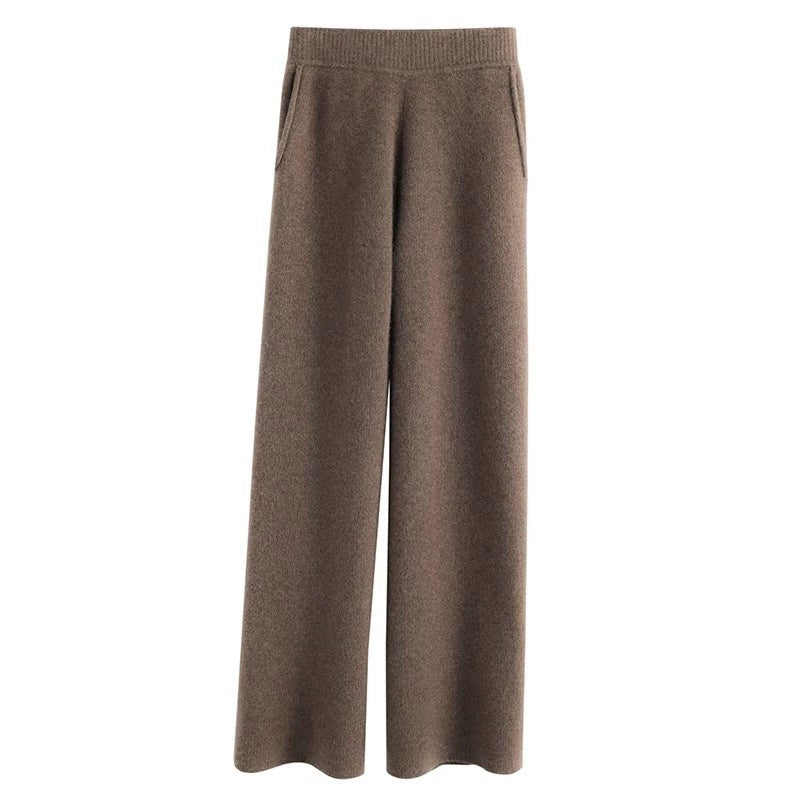 Ayana Cozy Knit Straight-Leg Pants - Mauve [TLAA232F]