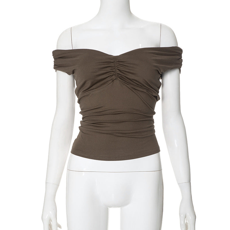 Neriah Pleated V-Neck Cami - Brown [VGPLX53E]