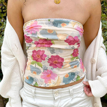 Neva Floral Mesh Tube Top