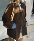 Koa Lapel Faux Leather Jacket - Brown Jacket [X4538EY7]