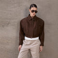 Star Lapel Crop Jacket - Brown [JMCODGZC]