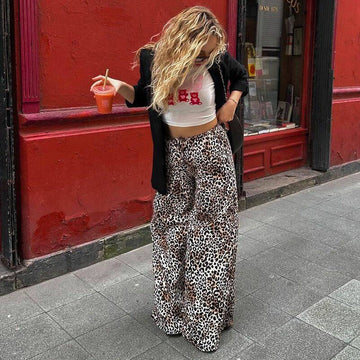 LaPose - Cristel Leopard Print Wide-Leg Pants