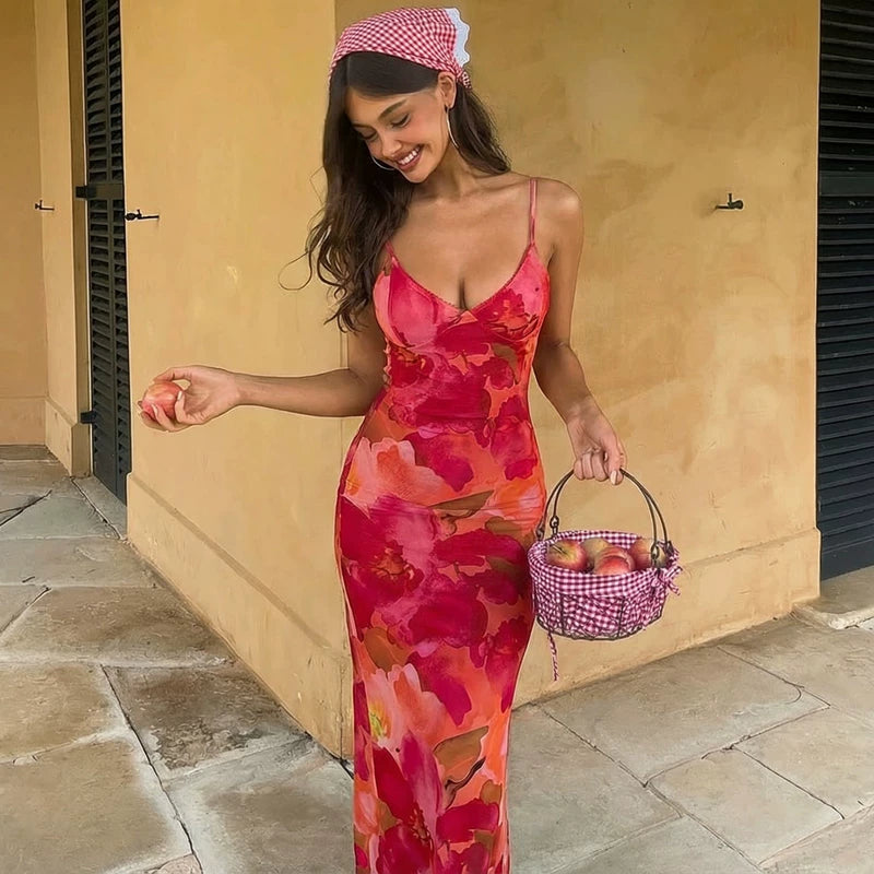 Floral Print Maxi Dress - Multi-color [LV20VJZY]