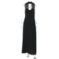 Eleanore Polka Dot Halter Maxi Dress - Black [7HH1C7QI]