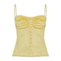 Ameena Pleated Satin Crop Top - Yellow [H755WBMW]