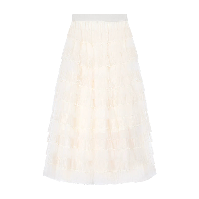 Lyrik Mesh A-Line Maxi Skirt - Ivory [NXSP8P0H]