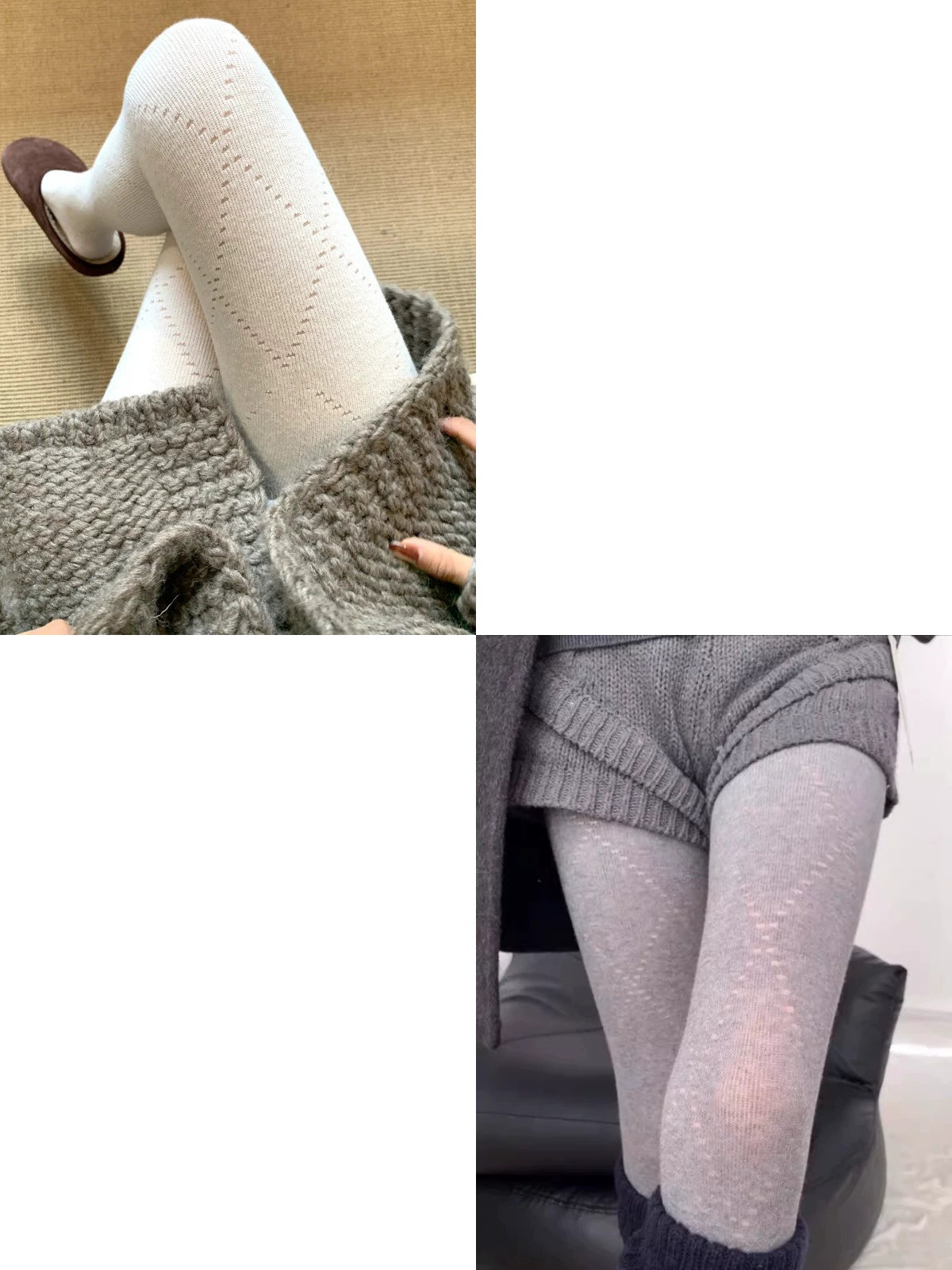 America Flawless Sheer Tights - White + Light Gray [HA43DVK7]