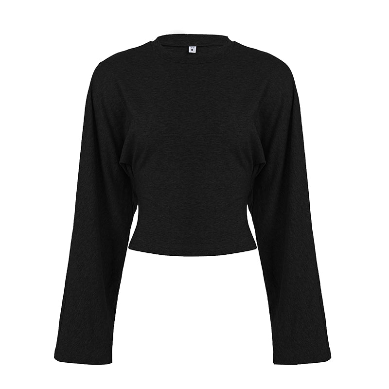 Abree Fitted Long Sleeve Top - Black [WDNVP01O]