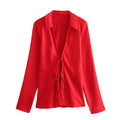 Naylah Bow Satin Shirt - Red [QYC0JIK8]