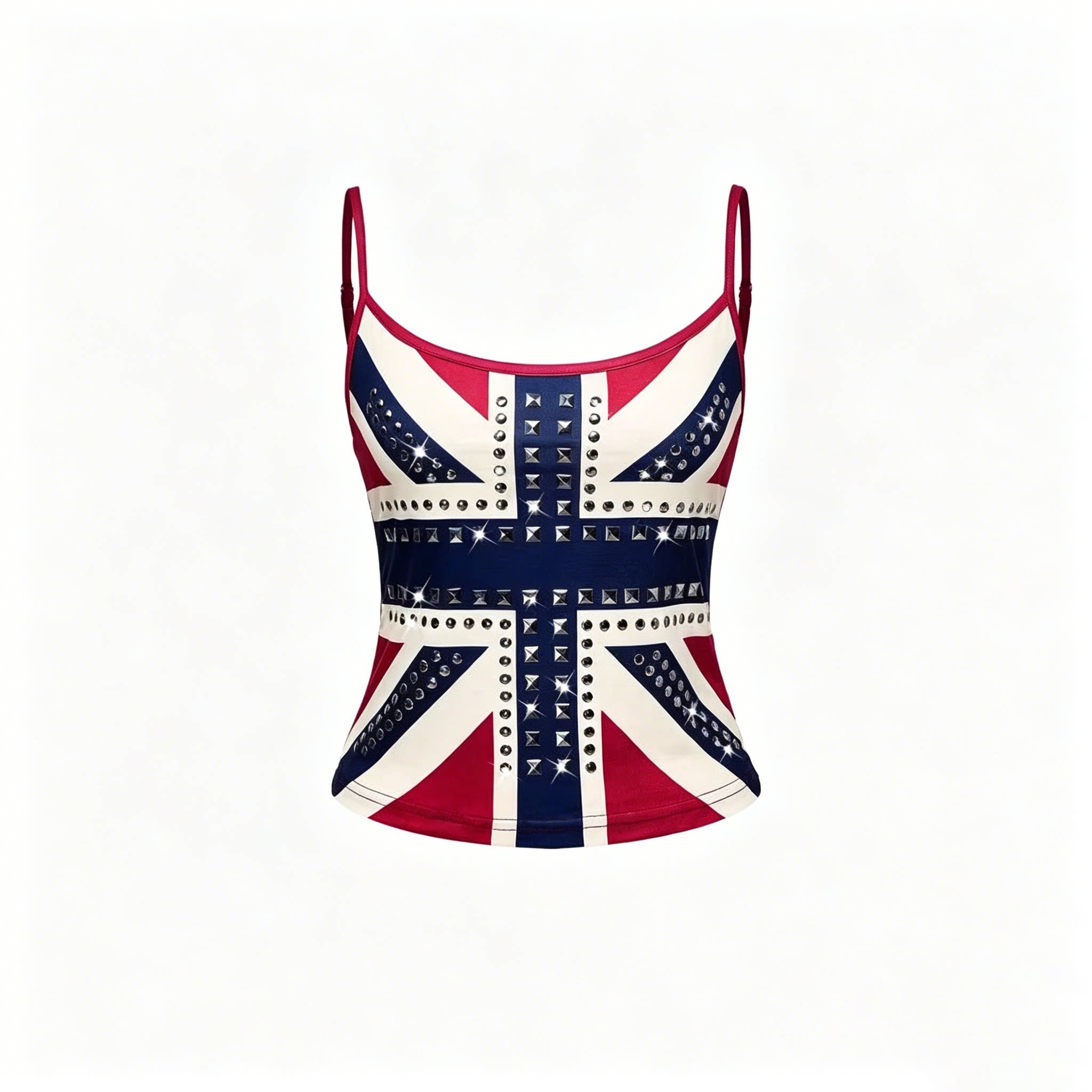 Susan Union Jack Studded Camisole - Red Color