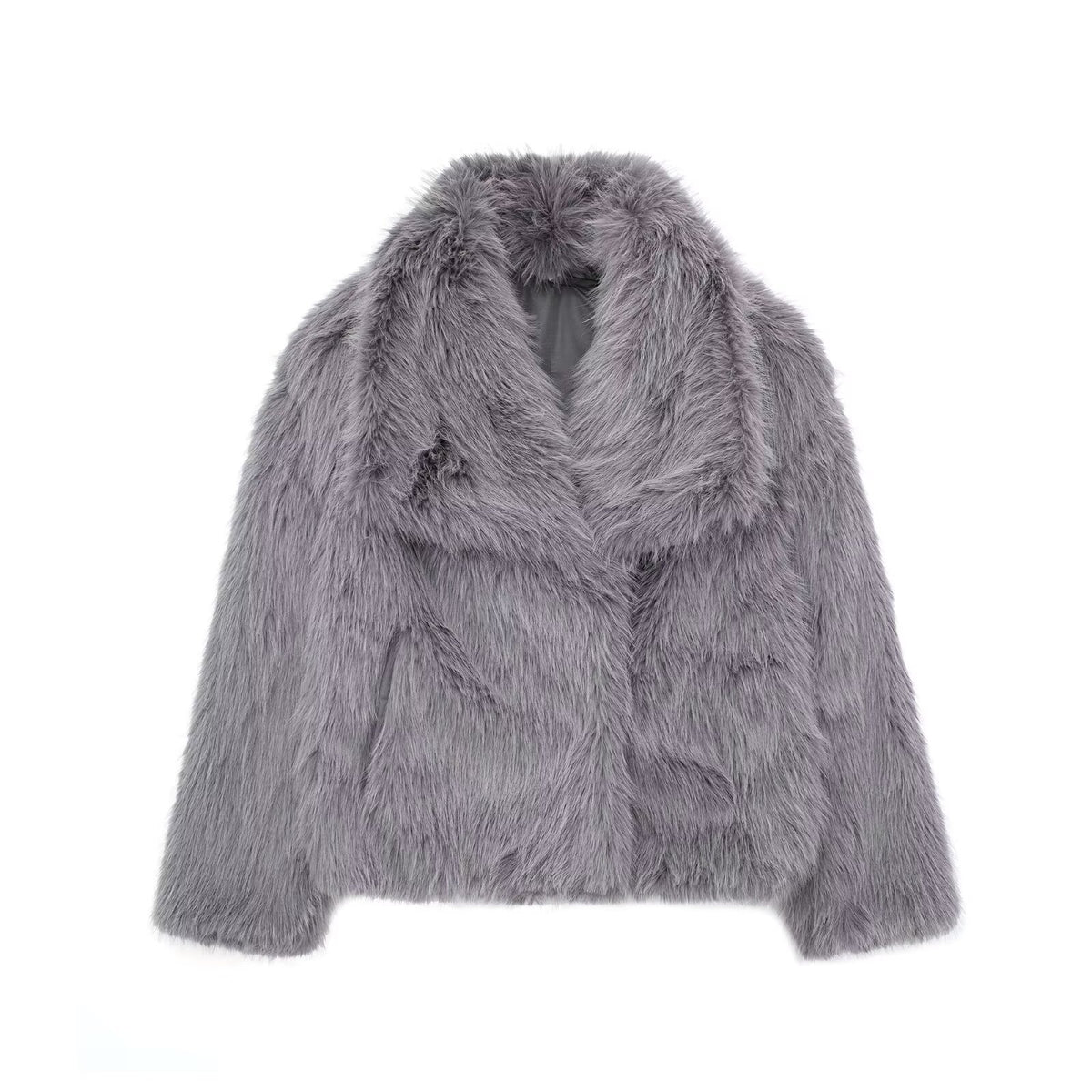 Nathalia Faux Fur Lapel Jacket - Dark Grey [J27RFH1X]