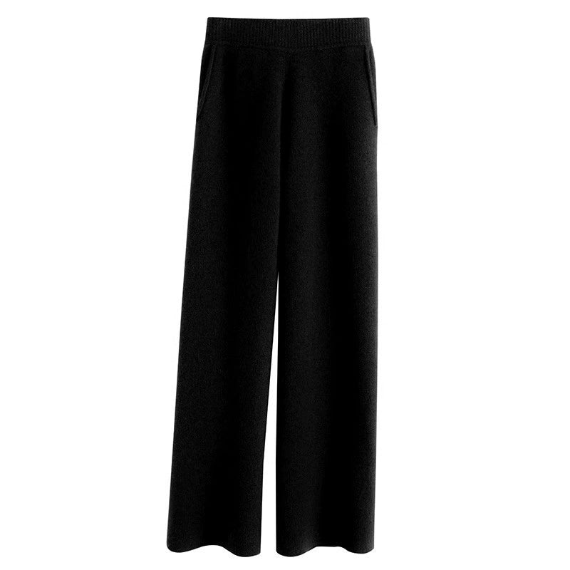Ayana Cozy Knit Straight-Leg Pants - Black [0KW2S1NE]