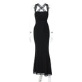 Taylah Mesh Fishtail Dress - Black [4LAS9VB0]