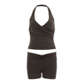 Arianne Street V-Neck Short Set - Brown [NR28CAJ0]