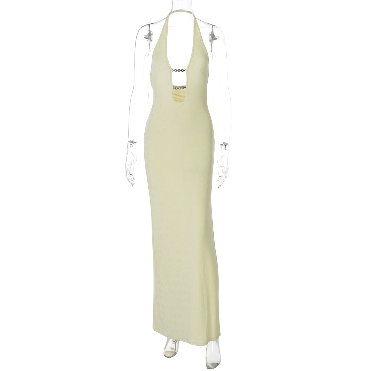 Goldie Halter Maxi Dress - Light Yellow [VOQWSE5J]
