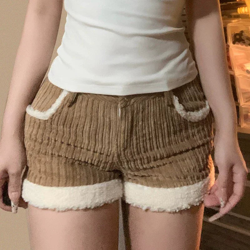 LaPose - Koralynn Contrast Corduroy High Waist Shorts