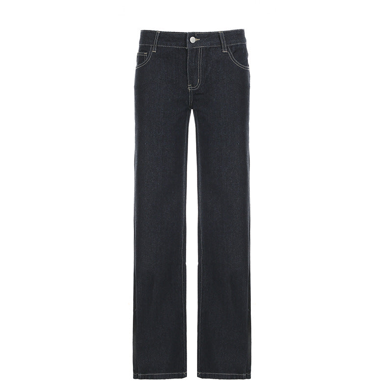Kenadie Letter Embroidered Jeans - Dark Blue [RKTERCIM]