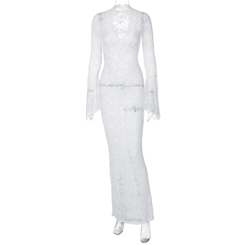 Sariyah Sheer Lace Maxi Dress - White [9HVALBTC]