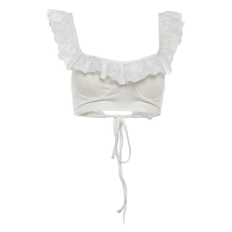 Lace Trim Cami Skirt Set - White Top [YU6TDQ5R]