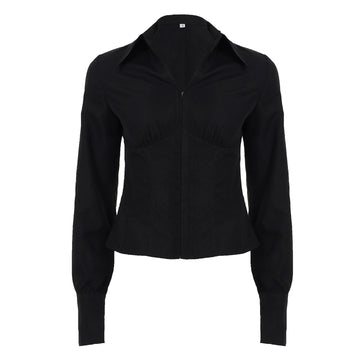 Halina Classic Button-Up Shirt - Black [TCU7DVYB]