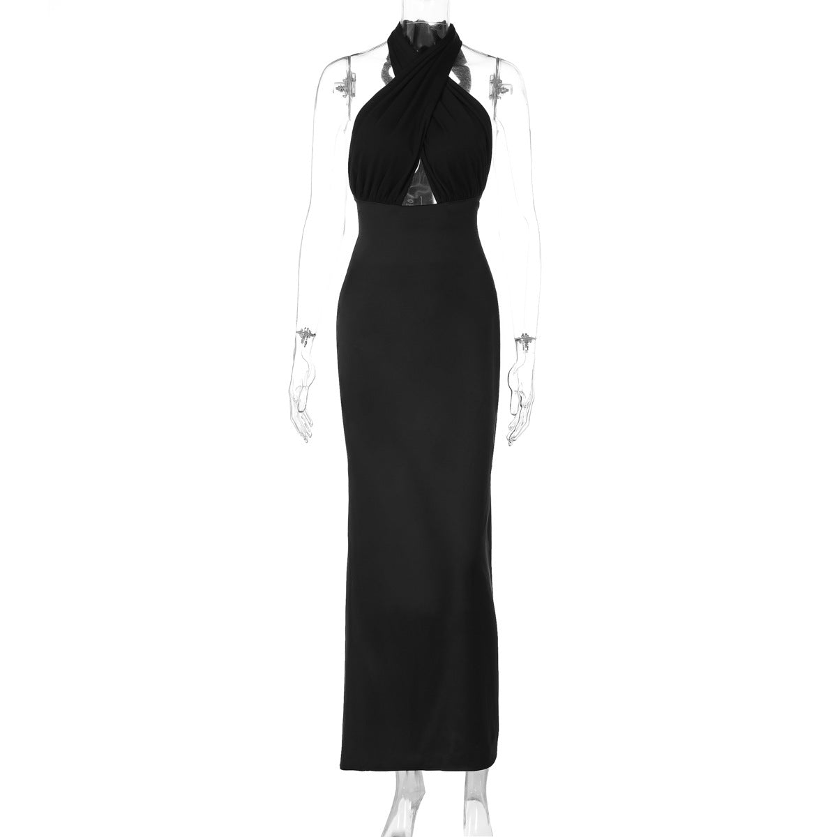 Haniya Halter Backless Maxi Dress - Black [9LG9VWF0]