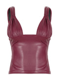 Tania Faux Leather Bustier Top - Burgundy [NUWWKXG8]