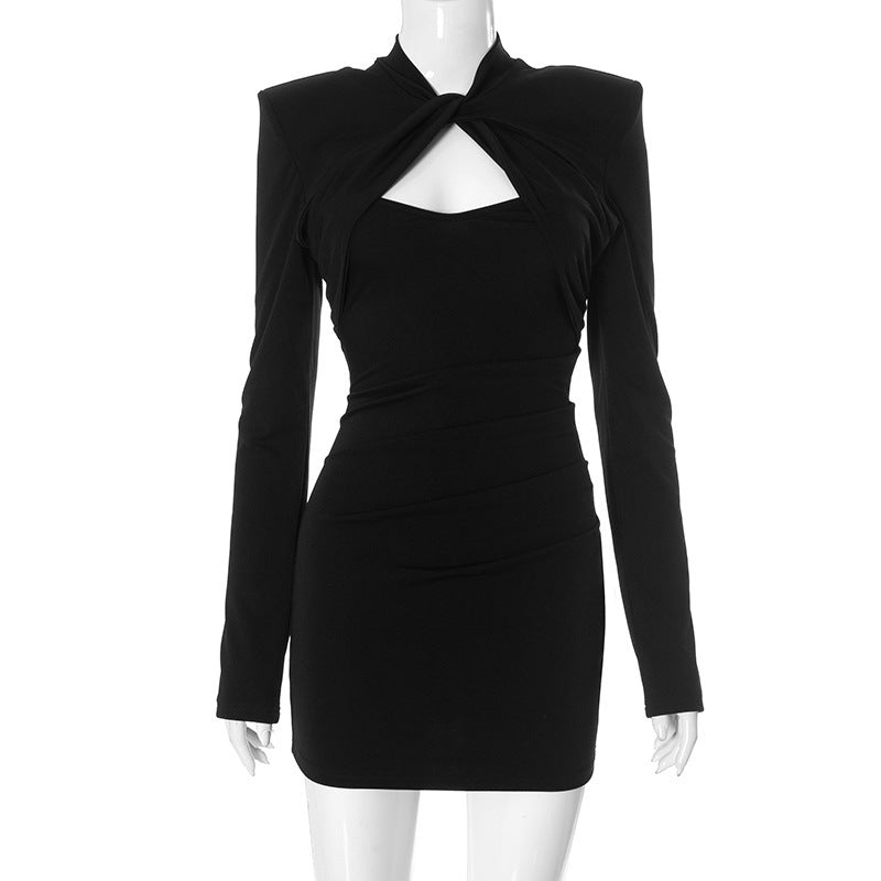 Afnan Twisted Bodycon Mini Dress - Black [MVHHONLX]