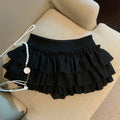 Sania A-Line Tiered Mini Skirt - Black [9HO7XNTX]