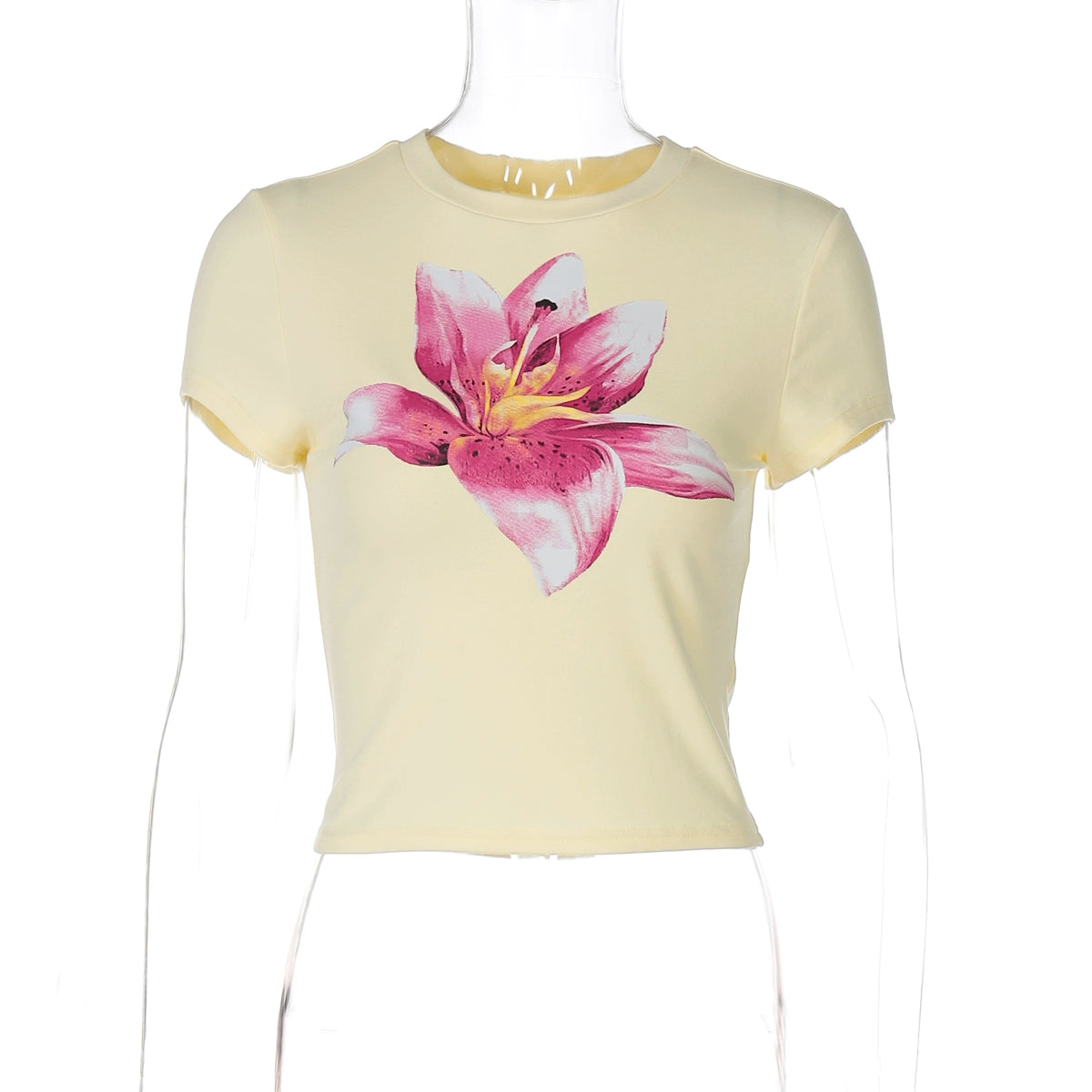 Thalia Lily Print Crop Top - Light Yellow