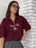Haizlee Contrast Embroidered Polo Tee - Dark Red [VE0KPHY8]